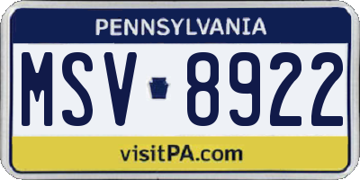 PA license plate MSV8922