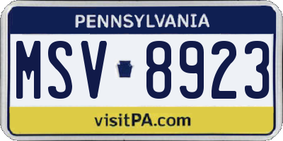 PA license plate MSV8923