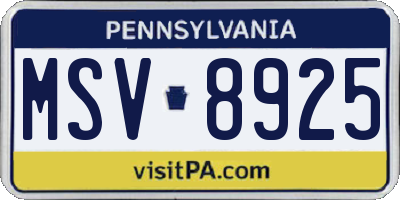 PA license plate MSV8925