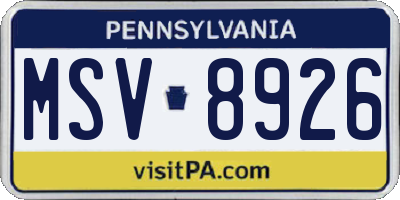 PA license plate MSV8926
