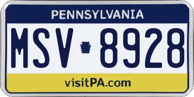 PA license plate MSV8928
