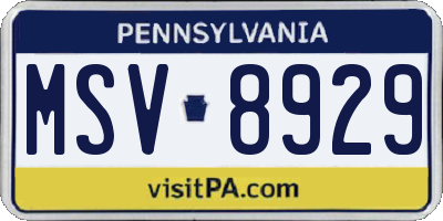 PA license plate MSV8929