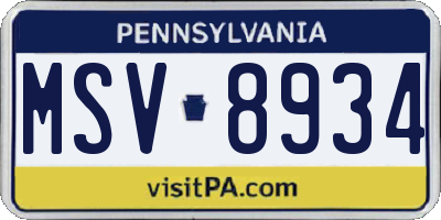 PA license plate MSV8934