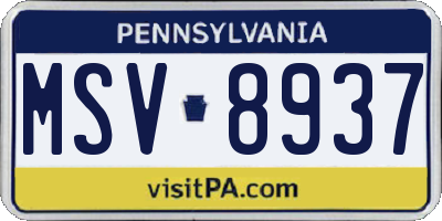 PA license plate MSV8937