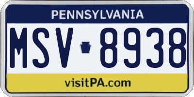 PA license plate MSV8938