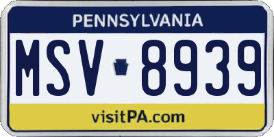 PA license plate MSV8939