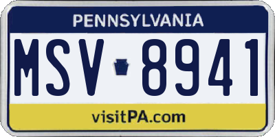 PA license plate MSV8941