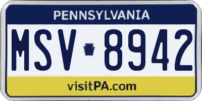 PA license plate MSV8942