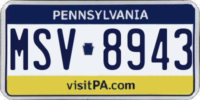 PA license plate MSV8943