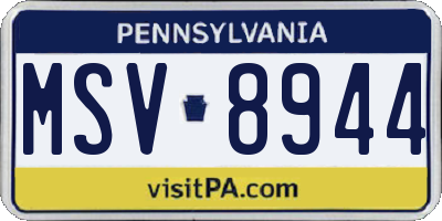 PA license plate MSV8944
