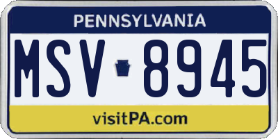 PA license plate MSV8945