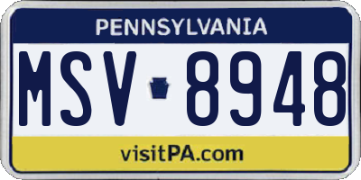 PA license plate MSV8948