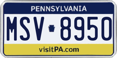 PA license plate MSV8950