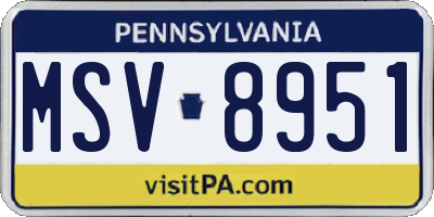 PA license plate MSV8951