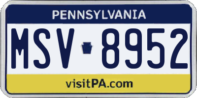 PA license plate MSV8952