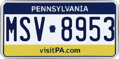 PA license plate MSV8953