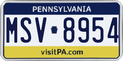 PA license plate MSV8954