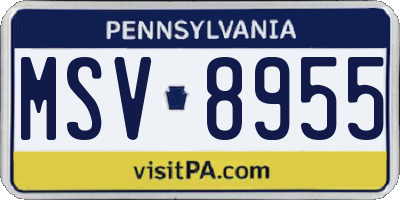 PA license plate MSV8955
