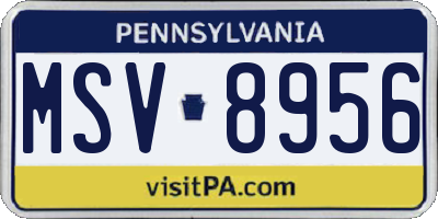 PA license plate MSV8956
