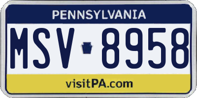 PA license plate MSV8958
