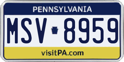 PA license plate MSV8959