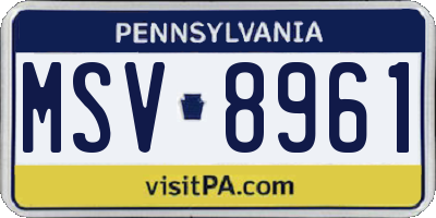 PA license plate MSV8961