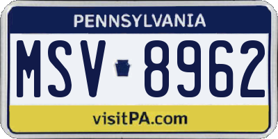 PA license plate MSV8962