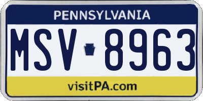 PA license plate MSV8963