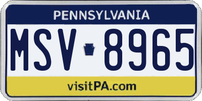 PA license plate MSV8965