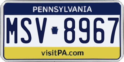 PA license plate MSV8967