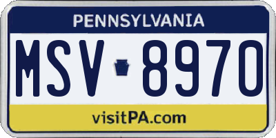 PA license plate MSV8970