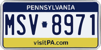 PA license plate MSV8971