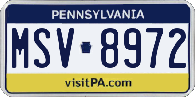 PA license plate MSV8972