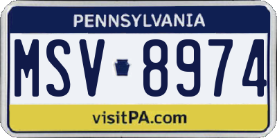 PA license plate MSV8974