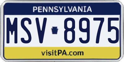 PA license plate MSV8975