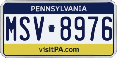 PA license plate MSV8976