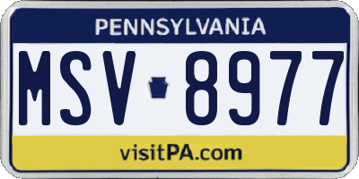 PA license plate MSV8977