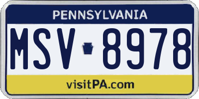 PA license plate MSV8978