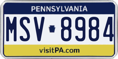PA license plate MSV8984