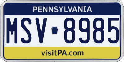 PA license plate MSV8985