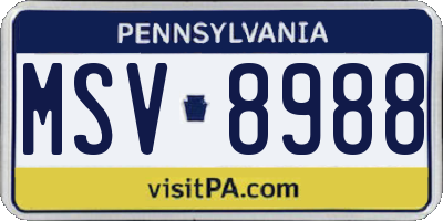 PA license plate MSV8988