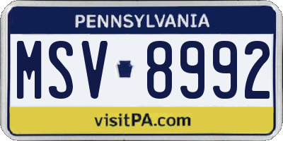 PA license plate MSV8992
