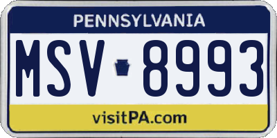PA license plate MSV8993