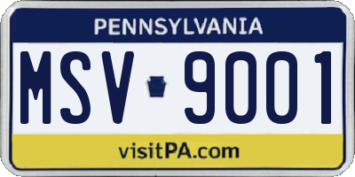 PA license plate MSV9001