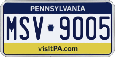 PA license plate MSV9005