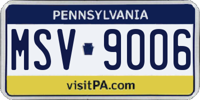 PA license plate MSV9006