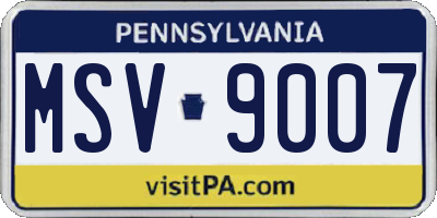 PA license plate MSV9007