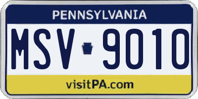 PA license plate MSV9010