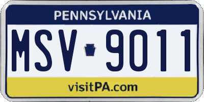 PA license plate MSV9011