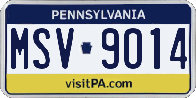 PA license plate MSV9014